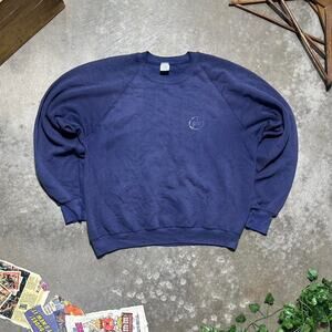 Vintage 80s Jerzees By Russell Faded Navy Blue Crewneck Mens Large Sweatshirt